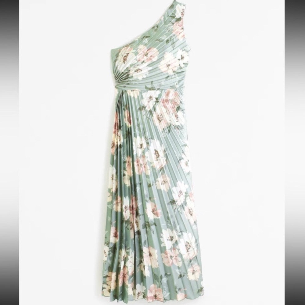 Abercrombie & Fitch One-Shoulder Floral Dress in Mint